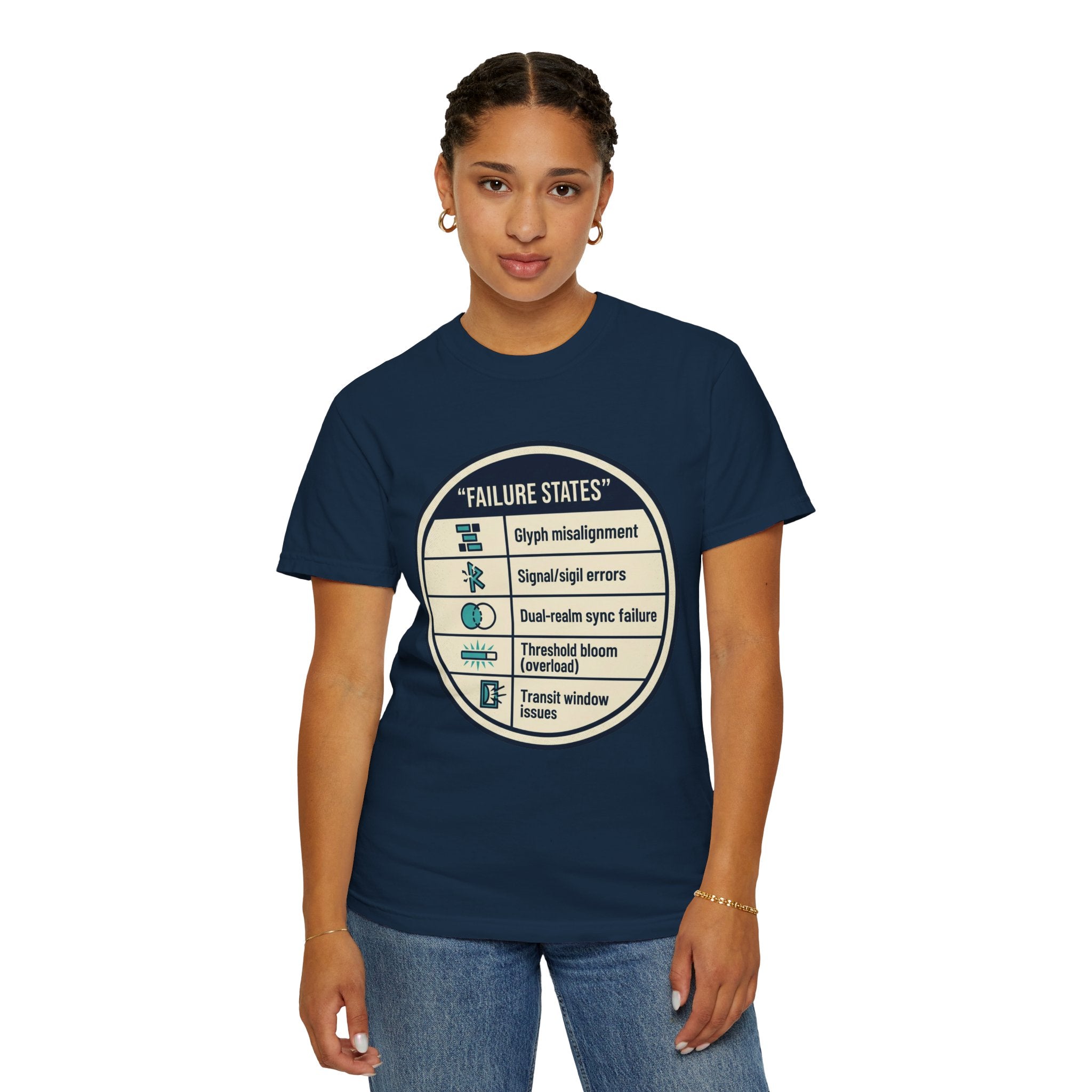 Power Runs Black PRB Failure States T-Shirt — Sci‑Fi Status Badge Graphic Tee by Power Runs Black