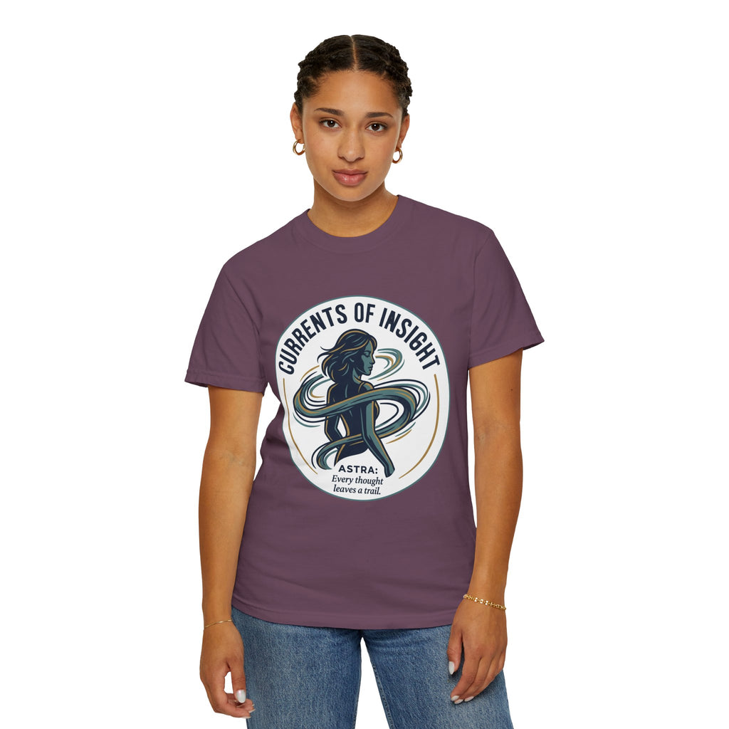 Power Runs Black Currents of Insight T-Shirt — 'Astra: Every thought leaves a trail' Graphic Tee by Power Runs Black