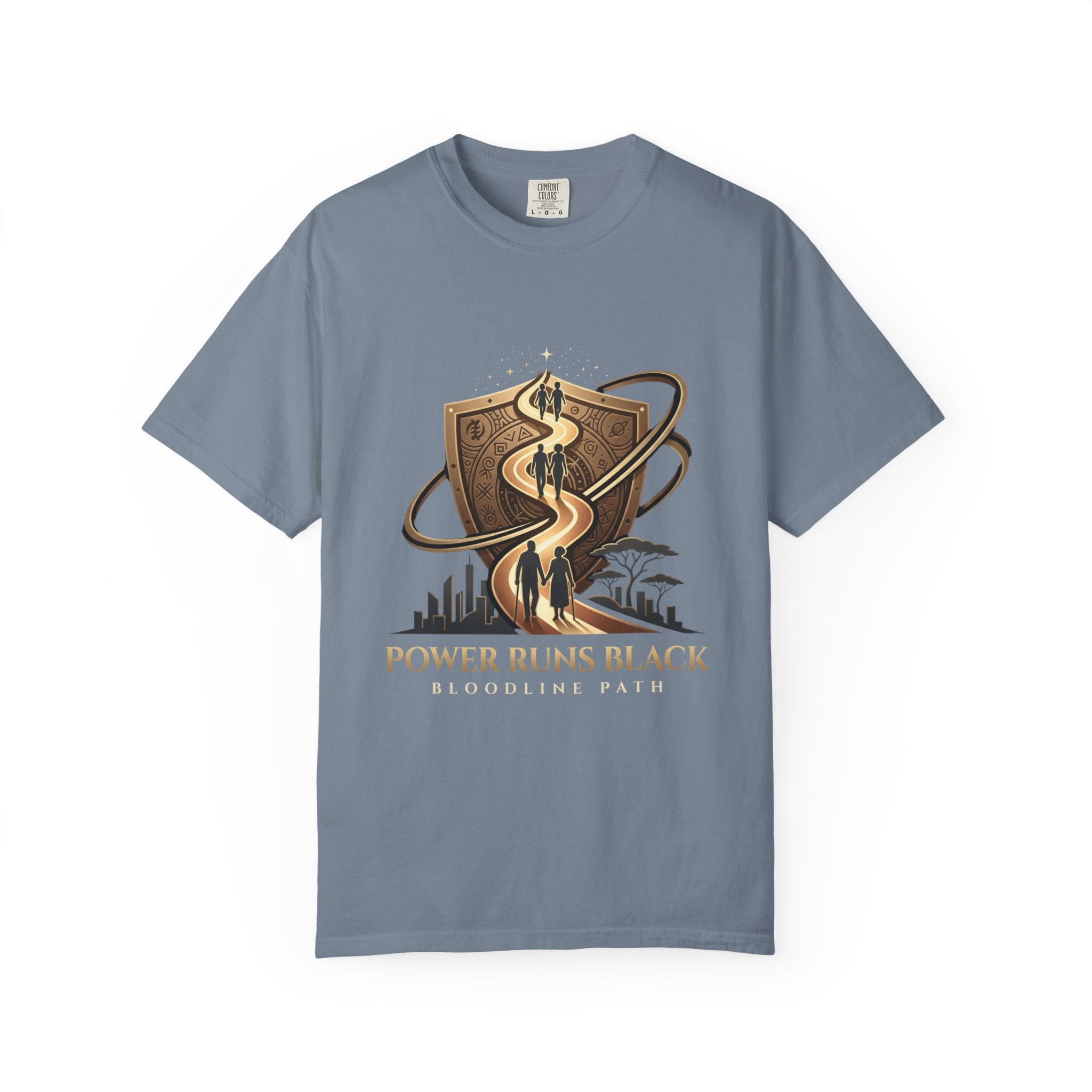 PRB Shield City Skyline Graphic T-Shirt | Serpent Emblem Streetwear Tee by Printify