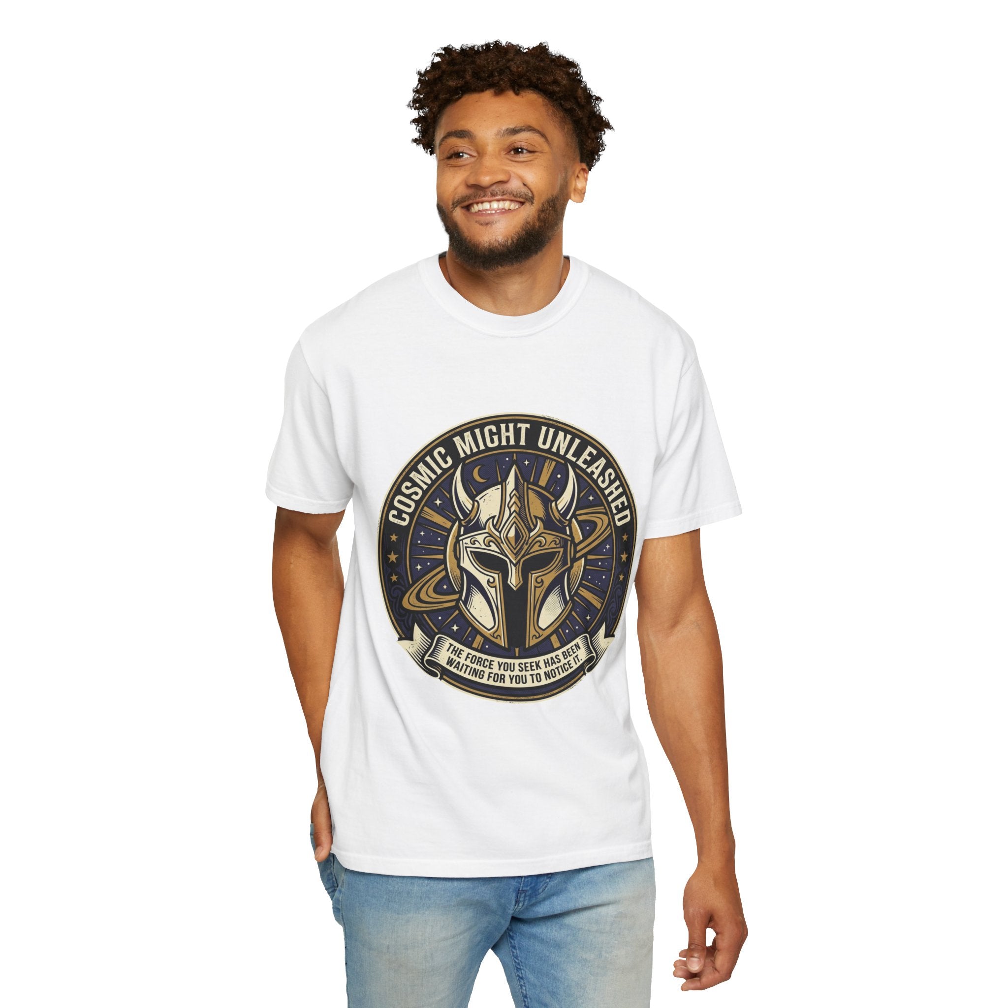 PRB Starforged Flex Cosmic Might Unleashed T-Shirt — Mythic Helmet Graphic Tee by Power Runs Black
