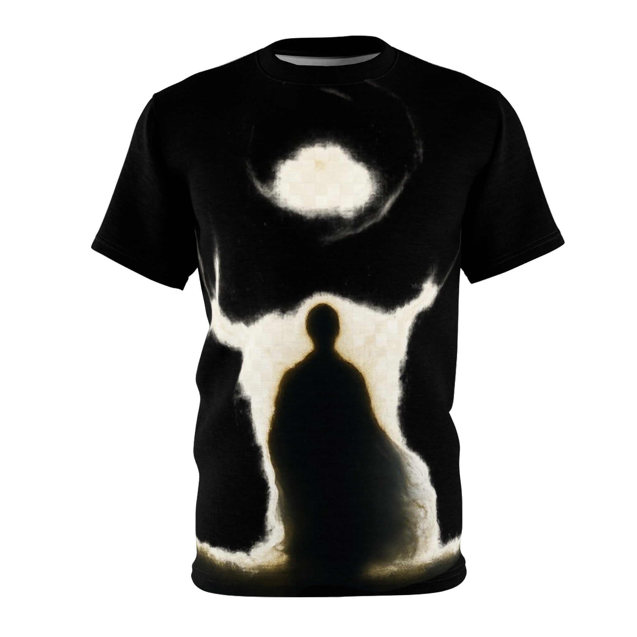 Power Runs Black PRB Black & White tunnel awaits Pattern Tee — All-Over Print Cat Lover Shirt by Power Runs Black