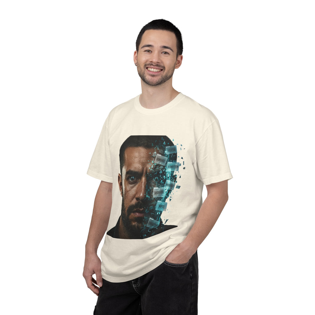 Syndication Loop Cyberpunk Portrait Tee — Tech-Noir Graphic T-Shirt | Power Runs Black by Printify