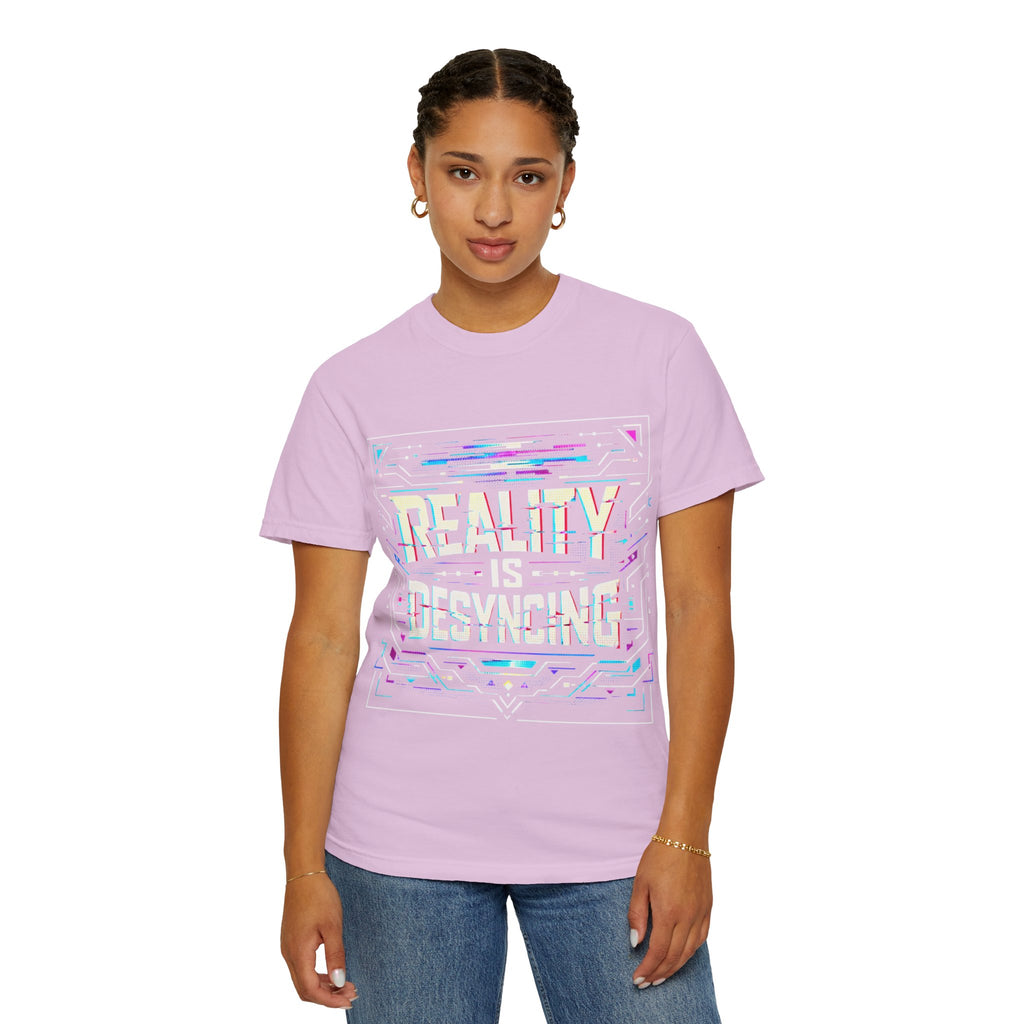 Power Runs Black PRB Glitchy Pastel "Reality Is Desyncing" T-Shirt by Printify