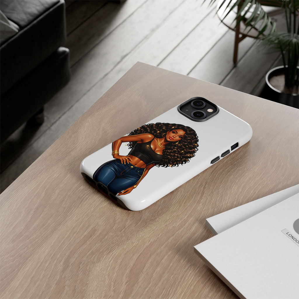 Pretty Rich Bitch by PRB Curly Hair Phone Case by Power Runs Black