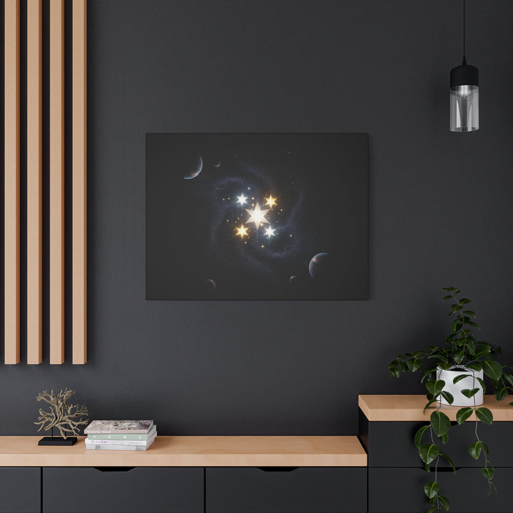 PRB Celestial Star Cluster Matte Canvas Print — Cosmic Planets Wall Art by Printify