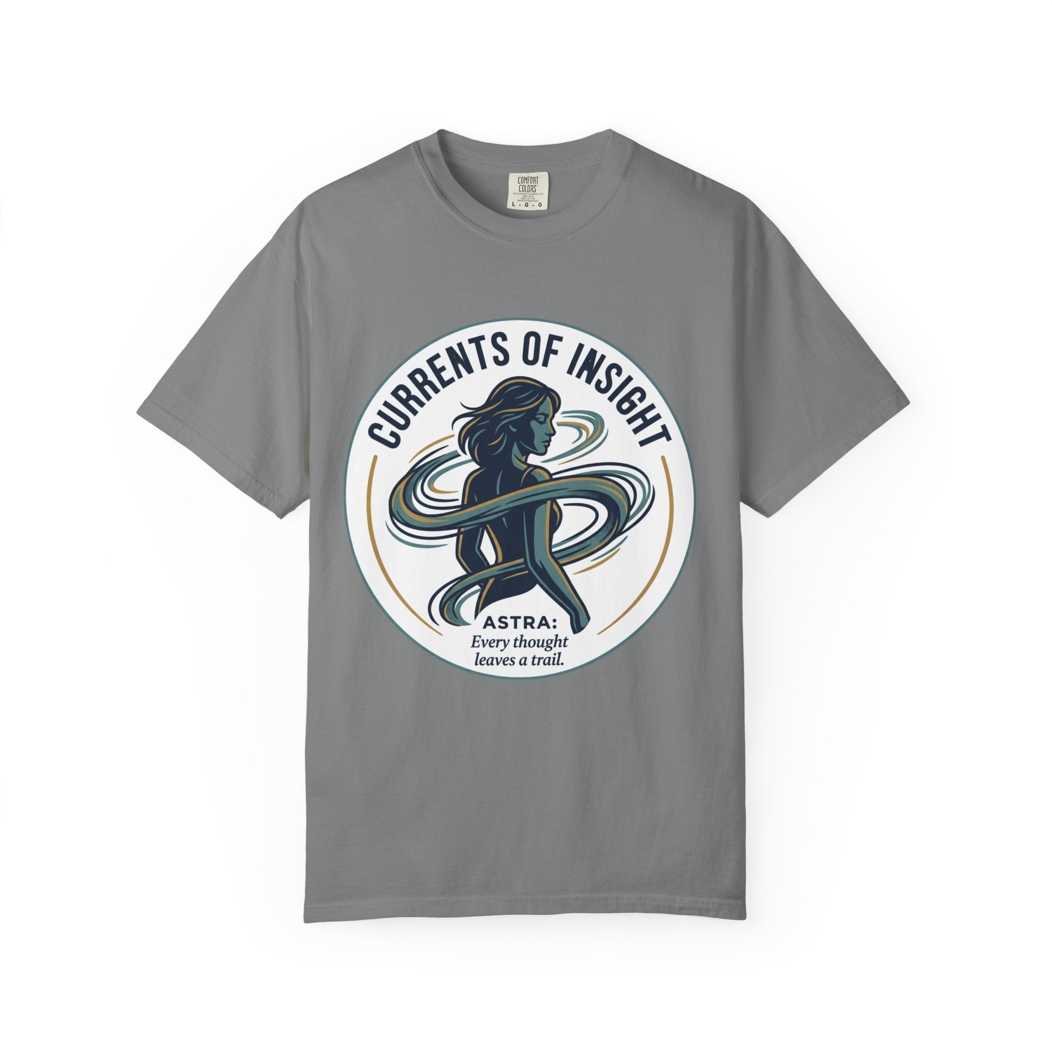 Power Runs Black Currents of Insight T-Shirt — 'Astra: Every thought leaves a trail' Graphic Tee by Power Runs Black