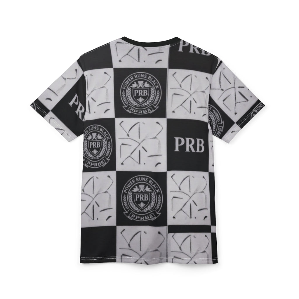 PRB Checkerboard All-Over Print Tee by Power Runs Black