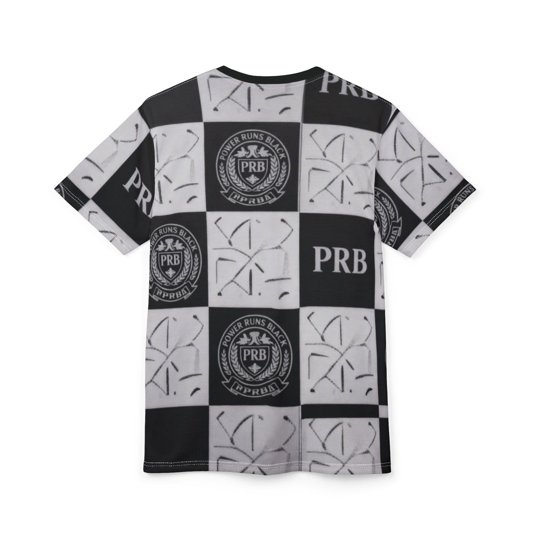 PRB Checkerboard All-Over Print Tee by Power Runs Black