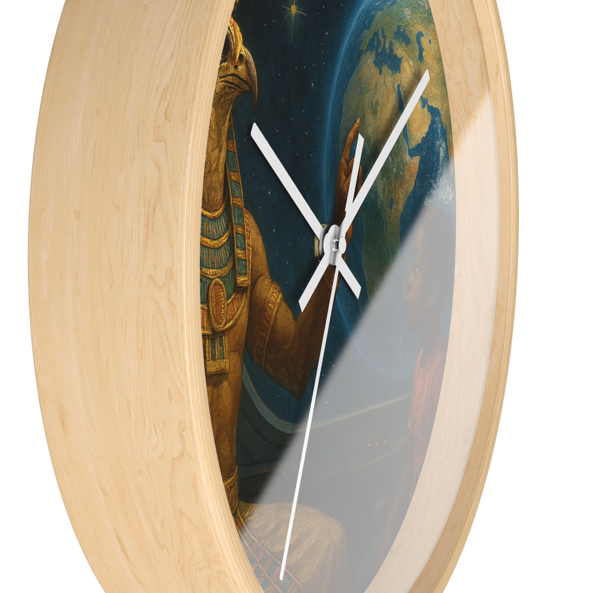 PRB Egyptian God Horus Wall Clock — Child & World Fantasy Space Art by Power Runs Black