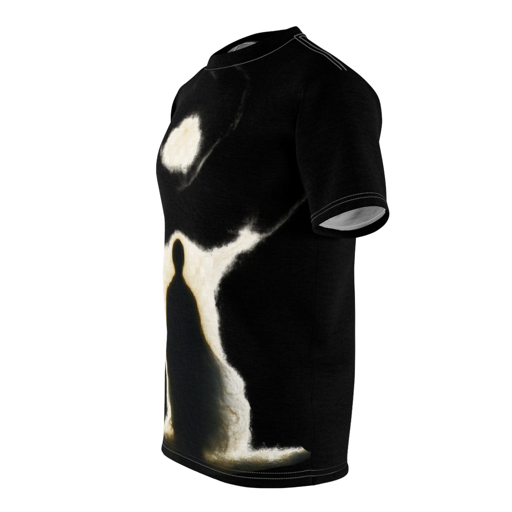 Power Runs Black PRB Black & White tunnel awaits Pattern Tee — All-Over Print Cat Lover Shirt by Power Runs Black