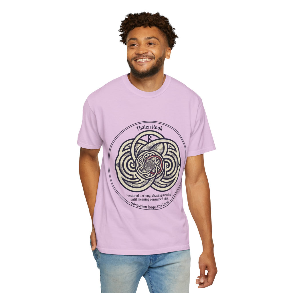 Power Runs Black PRB Thalen Rook Celtic Knot Graphic T-Shirt — "He stared too long..." Quote Tee by Printify