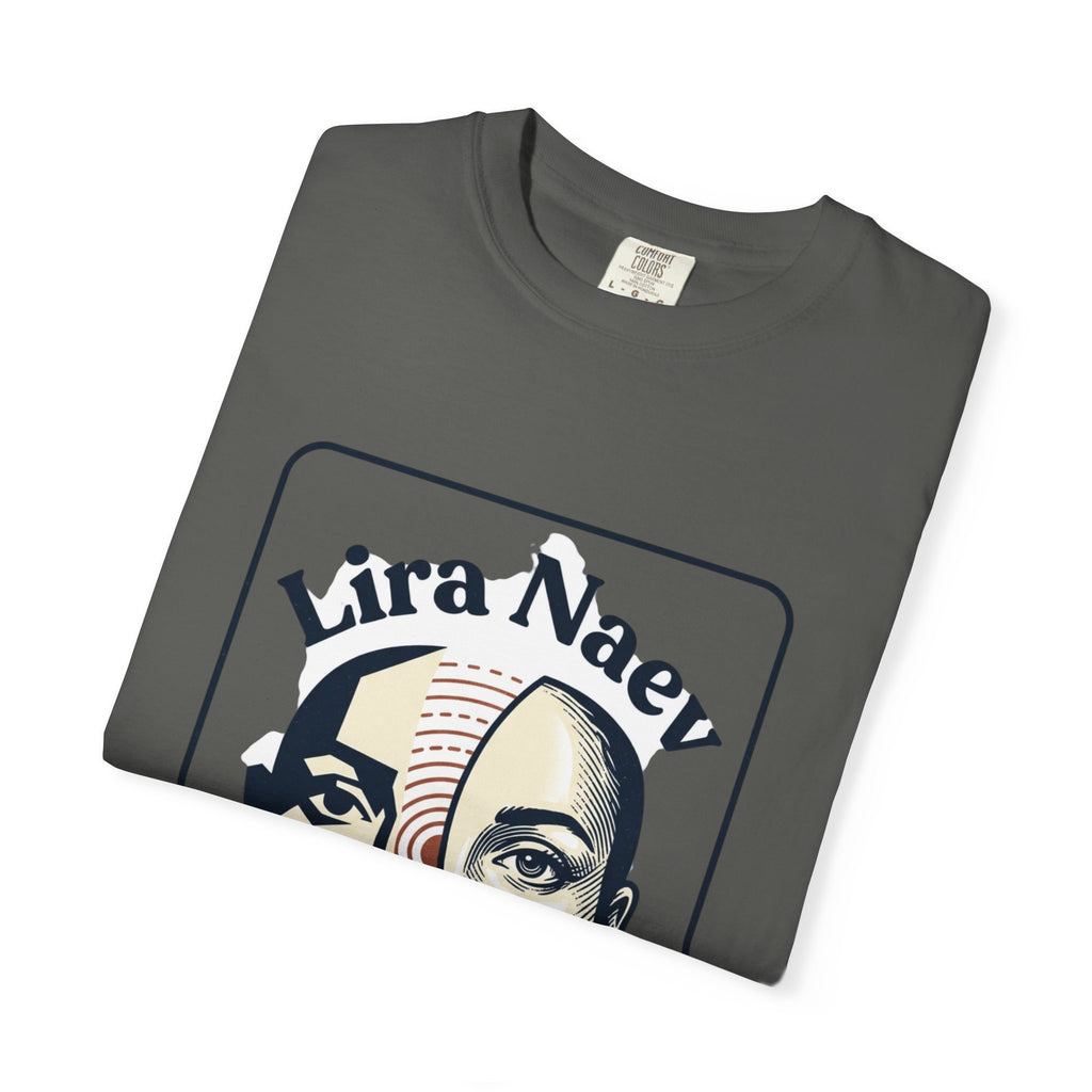 Power Runs Black PRB Lira Naev Split-Face Graphic T-Shirt — “Perception shifts the center” Statement Tee by Printify