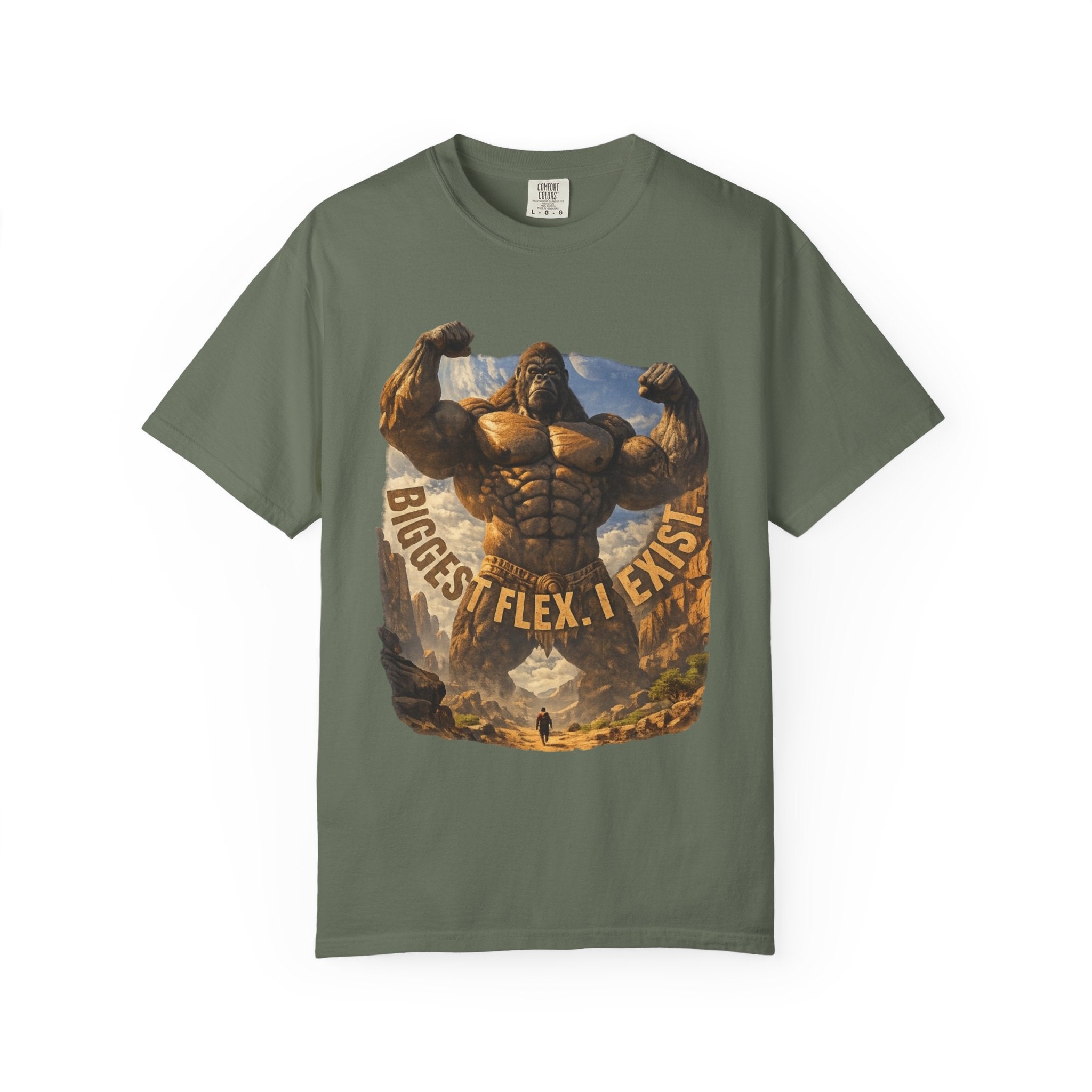 PRB Biggest Flex I Exist T-Shirt — Funny Muscle Gorilla Graphic Tee by Power Runs Black
