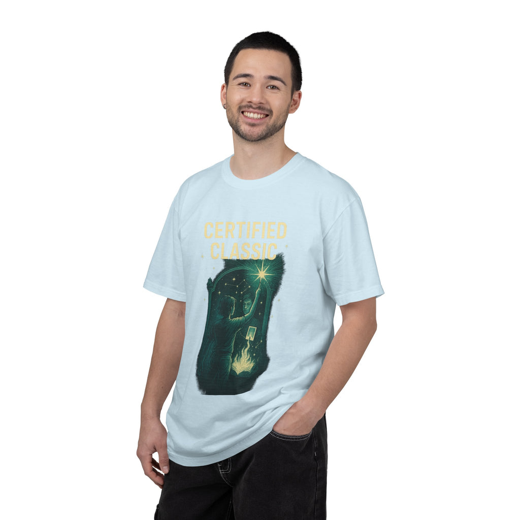 PRB Certified Classic illustration T-shirt | vintage camping, night sky, campfire by Power Runs Black