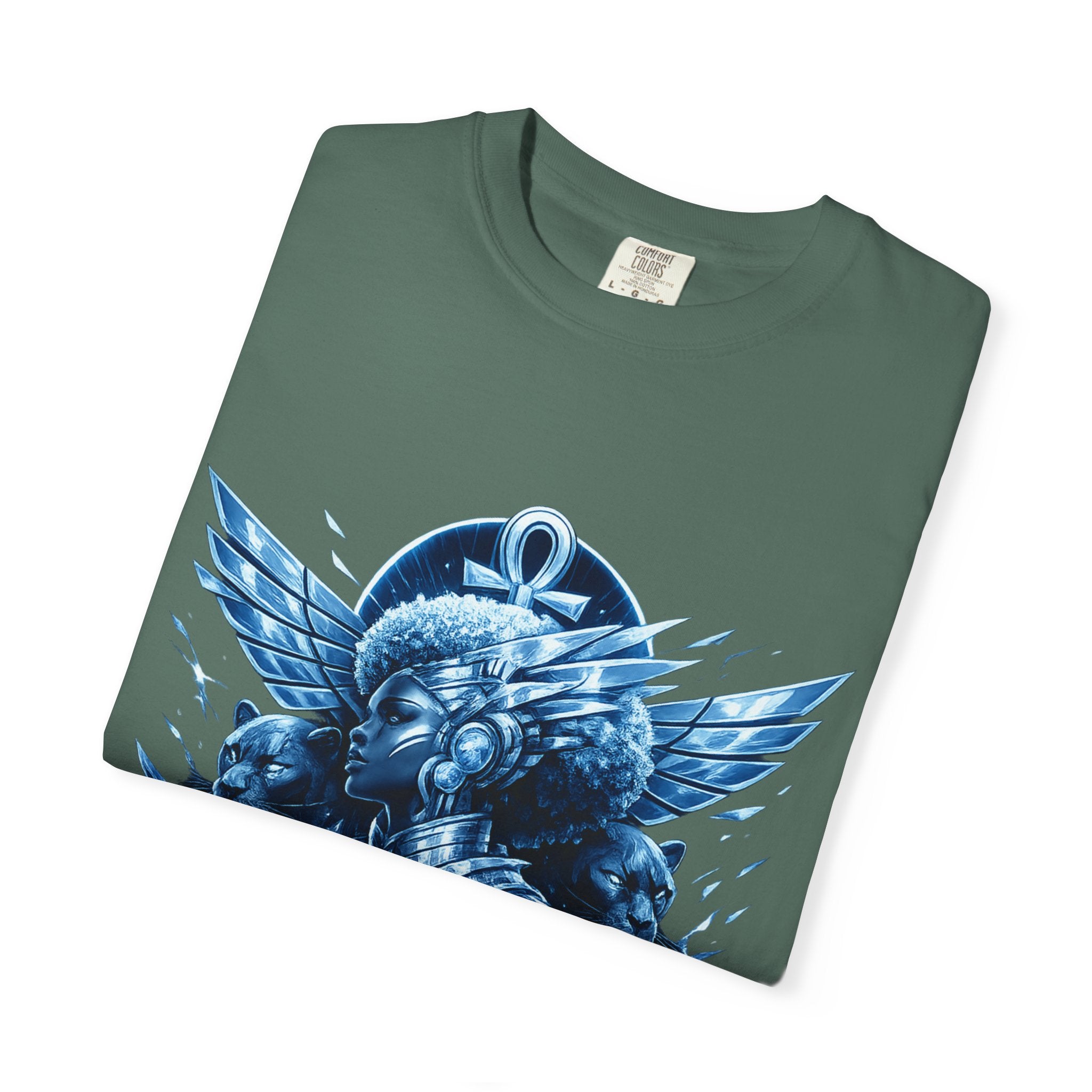 Power of Black Graphic T-Shirt — Egyptian Ankh Warrior Design by Power Runs Black