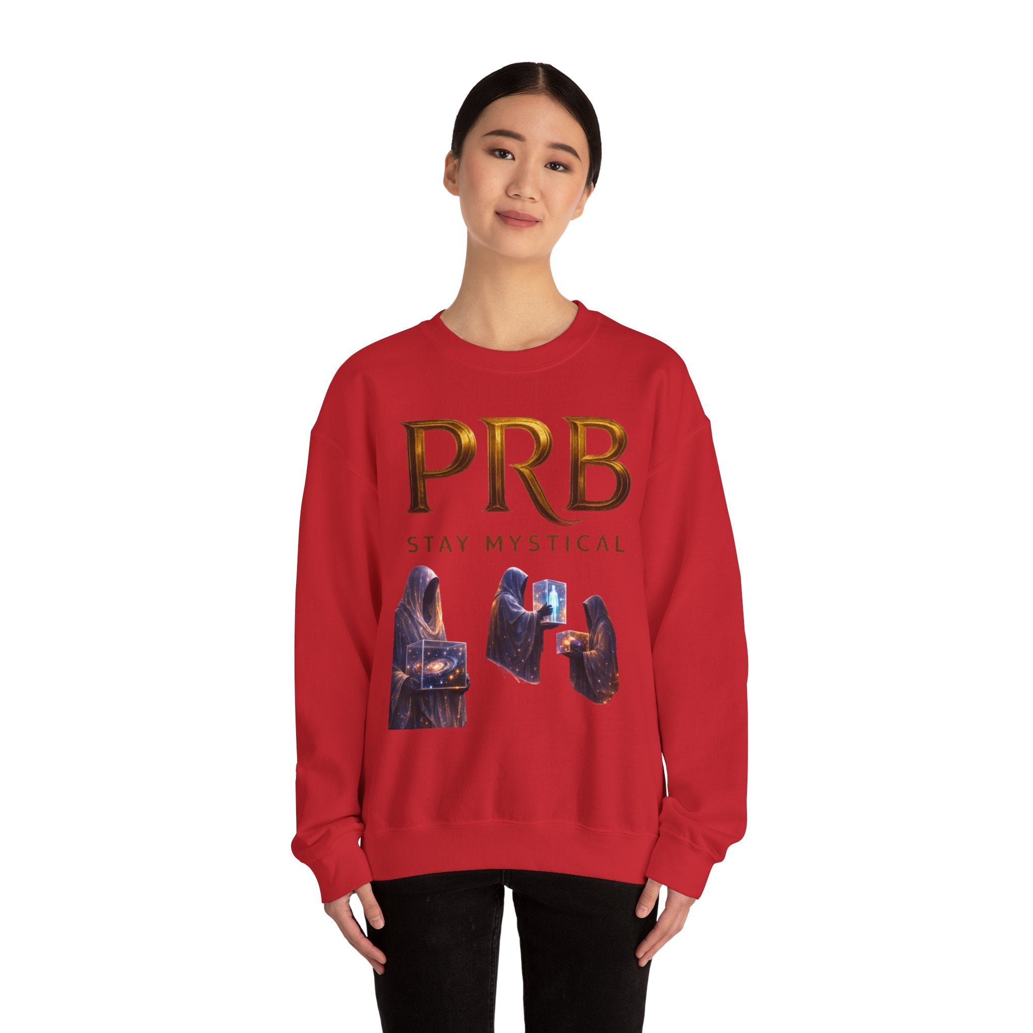 PRB Mystic Library Crewneck Sweatshirt — Cosmic Wizardry Art by Power Runs Black
