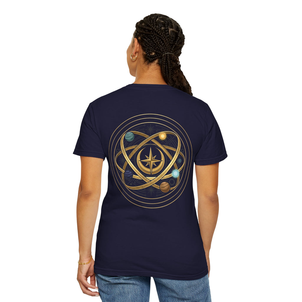 PRB Crown & Cosmos Graphic T-Shirt | Gold Royal Crest & Celestial Back by Printify
