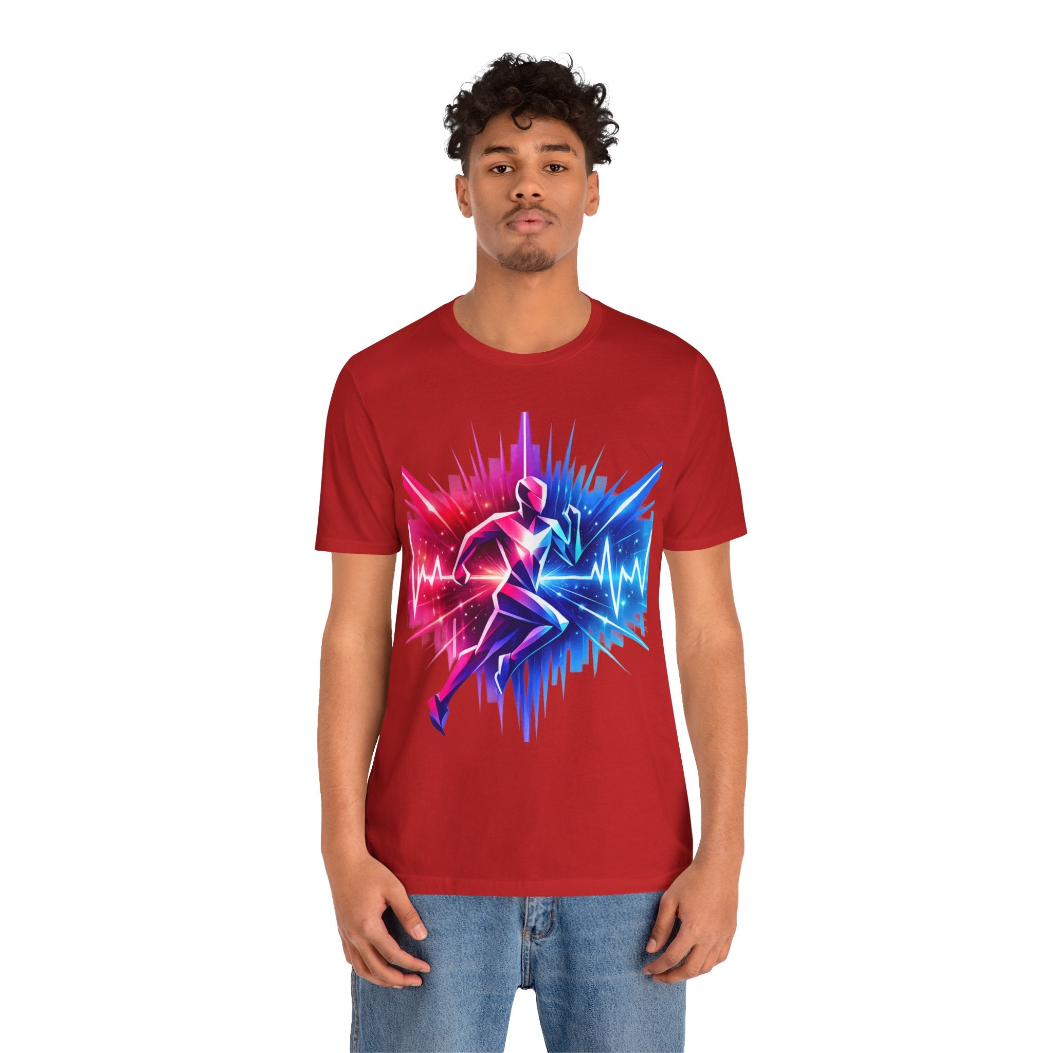 Power Runs Black PRB Running Pulse Graphic Tee — Neon Runner Heartbeat Sports T‑Shirt by Power Runs Black
