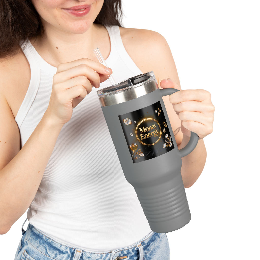 PRB 40oz Insulated Travel Mug — "Money Energy" Motivational Design by Printify