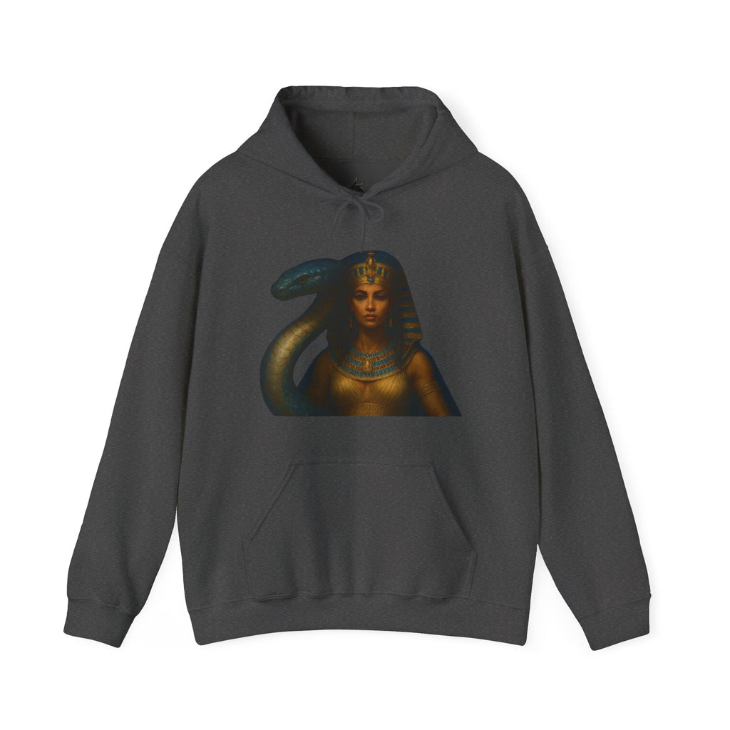 PRB Egyptian Goddess Portrait Hoodie | Serpent Headdress, Ancient Queen Art by Printify