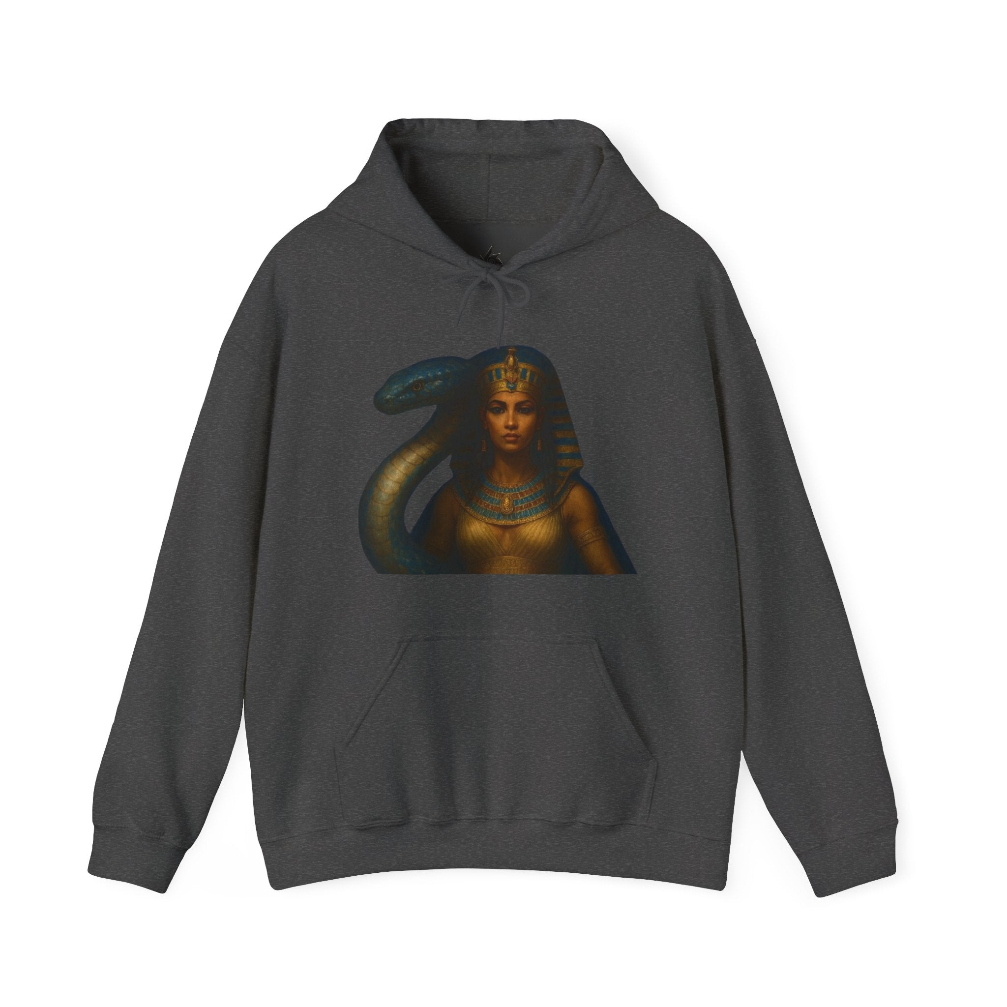 PRB Egyptian Goddess Portrait Hoodie | Serpent Headdress, Ancient Queen Art by Printify