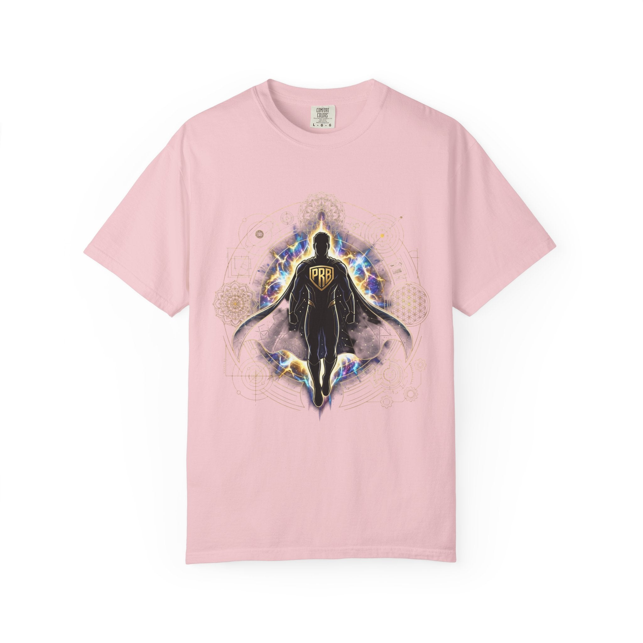 PRB Mystic Cloaked Hero Graphic T-Shirt | Cosmic Aura Geometric Streetwear Tee by Printify