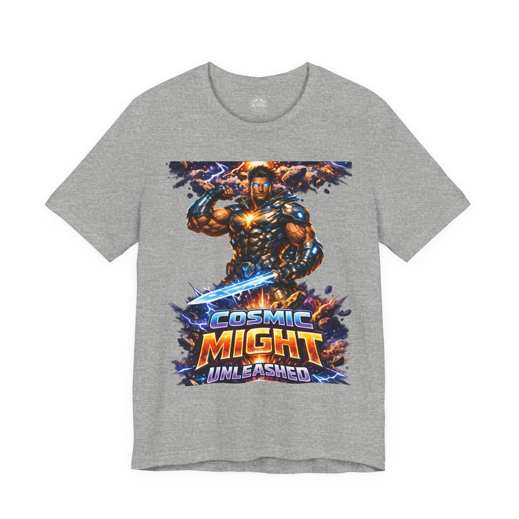PRB Cosmic Might Unleashed Tee — Sci‑Fi Superhero Graphic T-Shirt by Printify