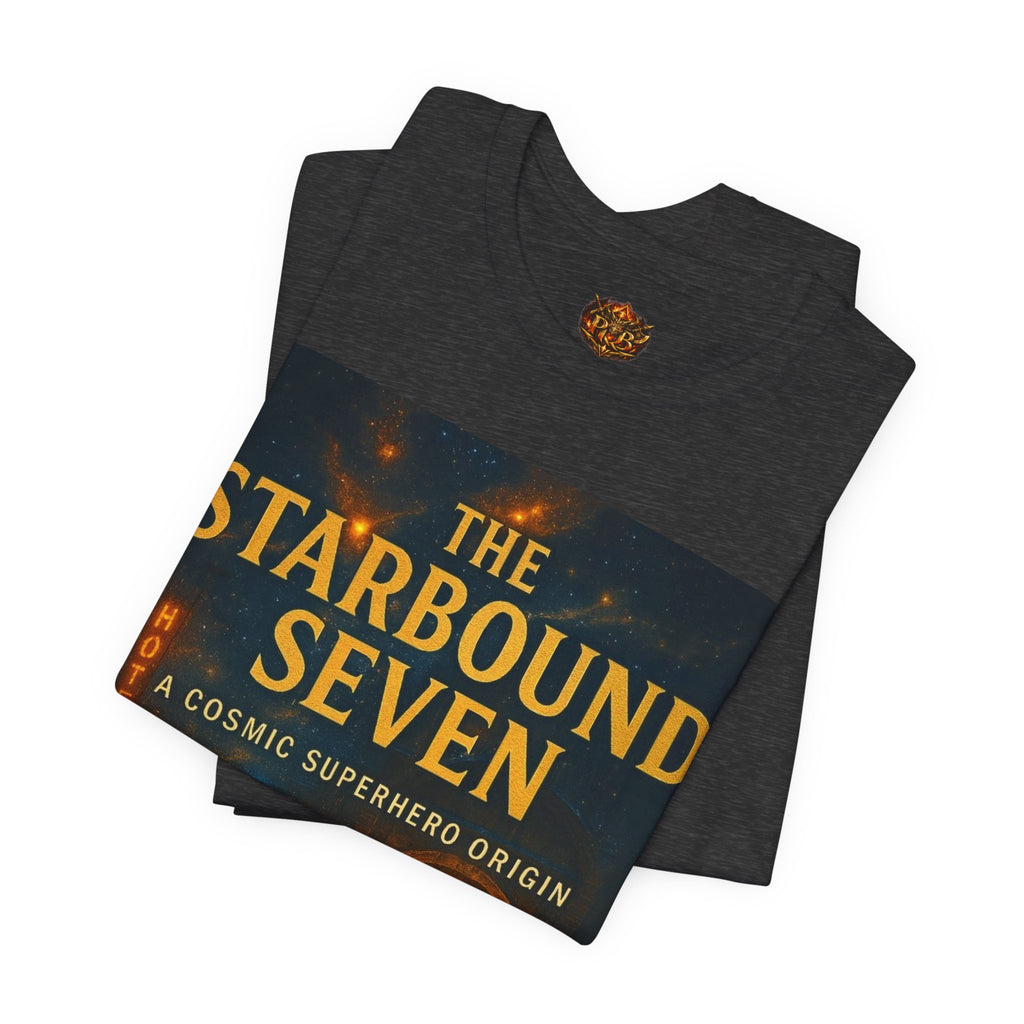 Power Runs Black PRB The Starbound Seven Tee – Retro Cosmic Superhero Poster Shirt by Power Runs Black
