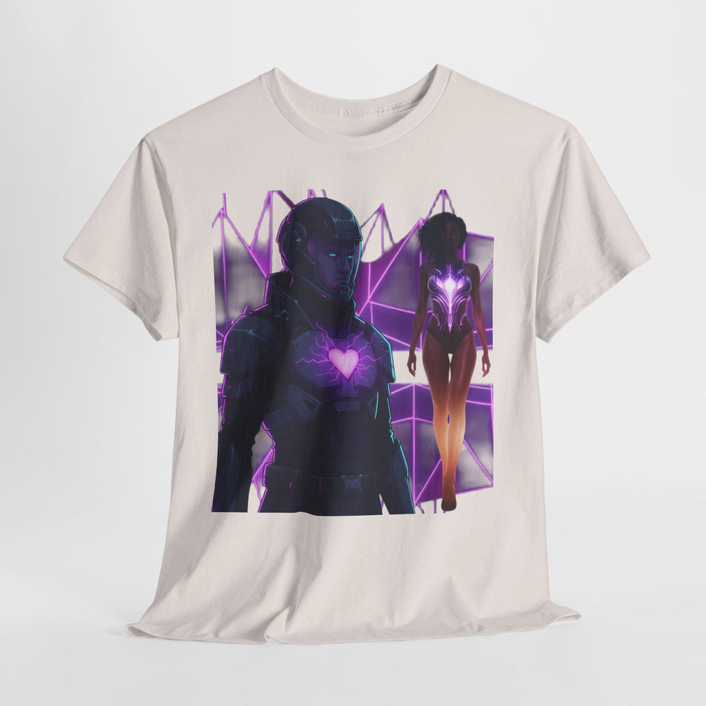 Power Run Black PRB Pretty Rich Bitch The Collection Purple Heart Cyberpunk Knight T-Shirt | Futuristic Armor Sci‑Fi Tee by Printify