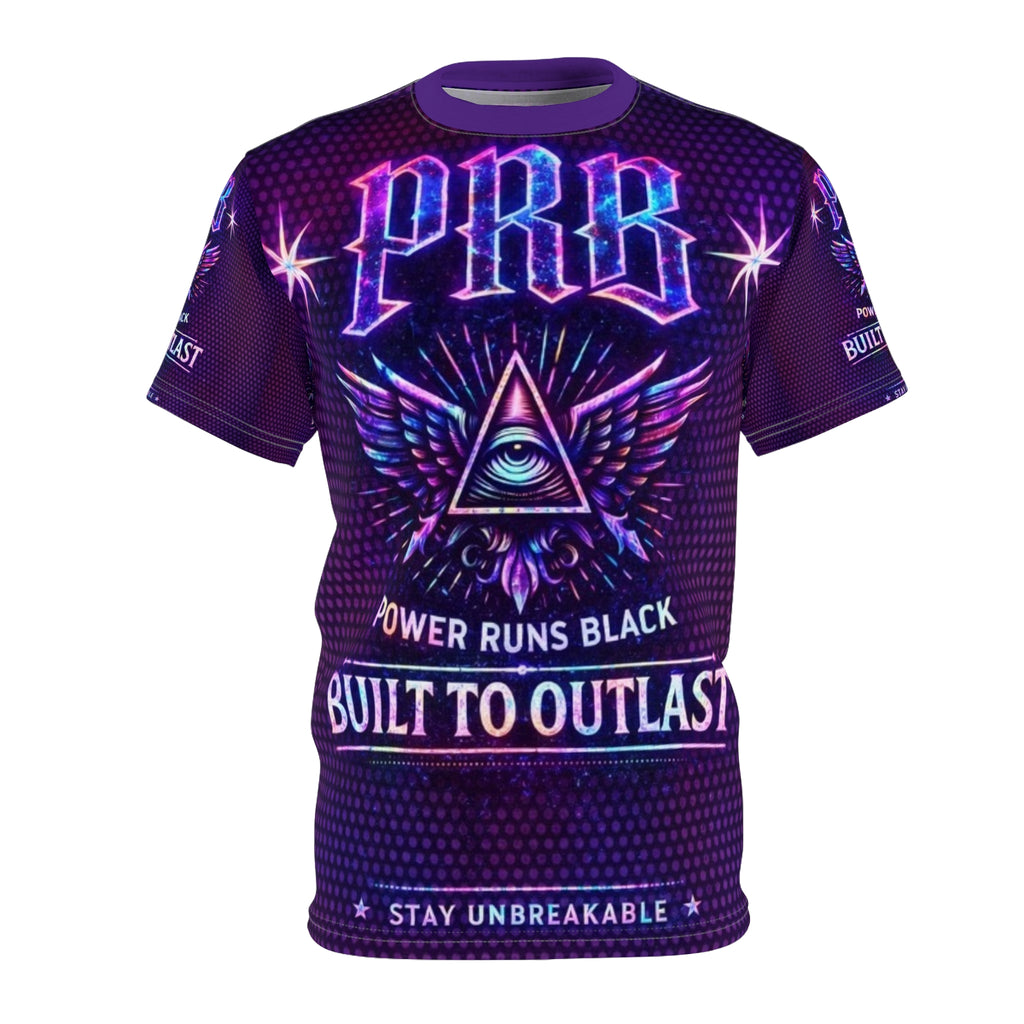 PRB Built to Outlast PRB Graphic Tee — Power Runs Black All-Over Print by Printify