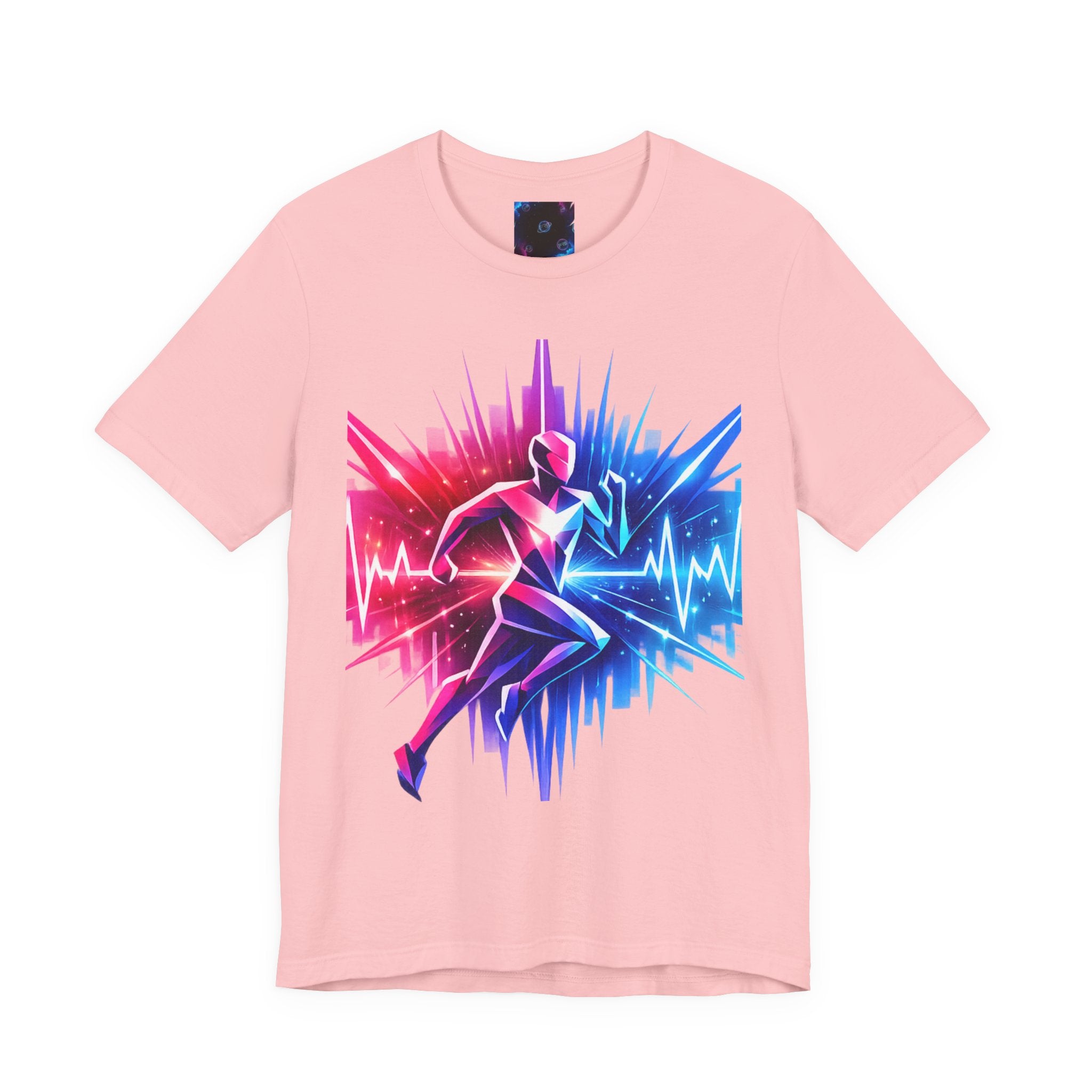 Power Runs Black PRB Running Pulse Graphic Tee — Neon Runner Heartbeat Sports T‑Shirt by Power Runs Black