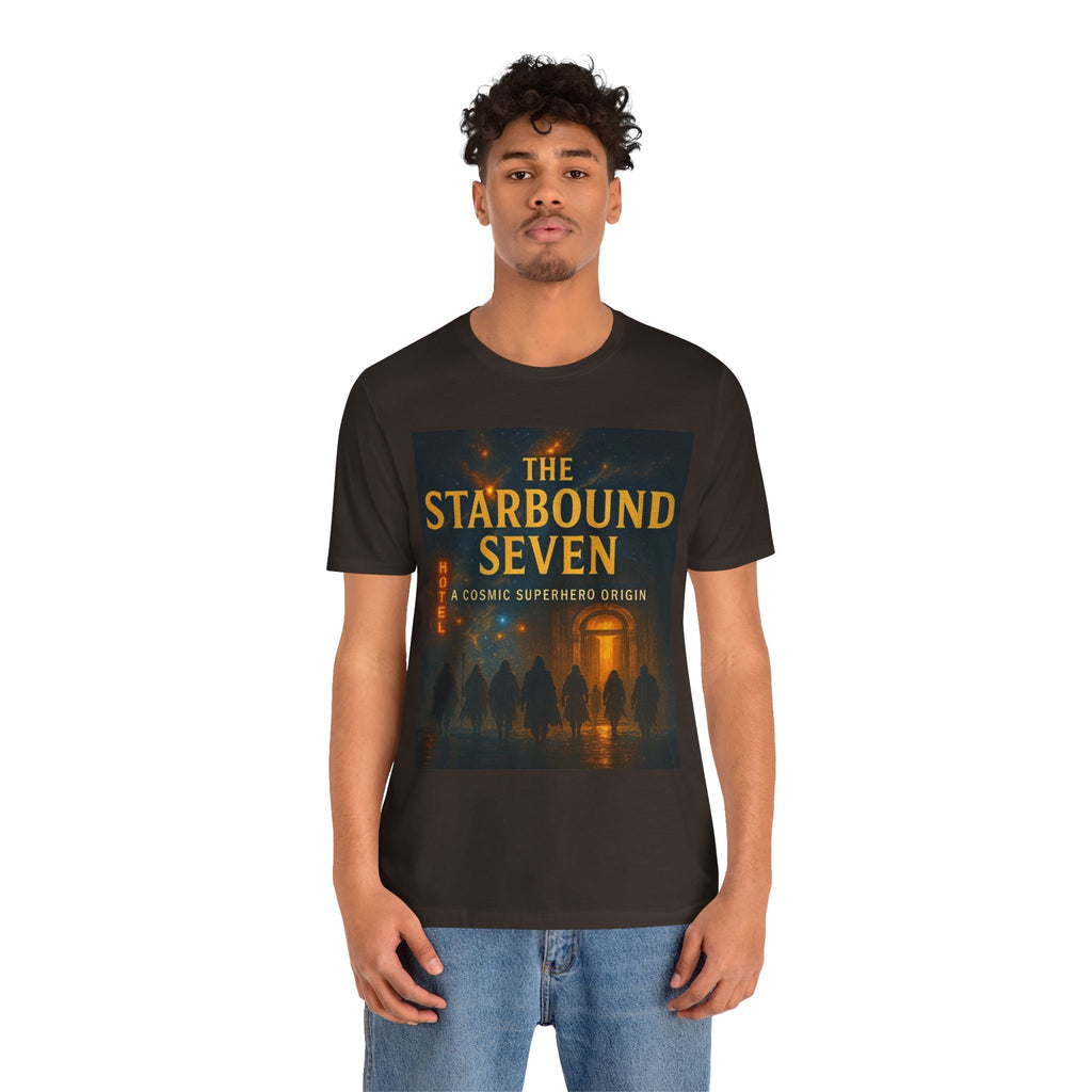 Power Runs Black PRB The Starbound Seven Tee – Retro Cosmic Superhero Poster Shirt by Power Runs Black