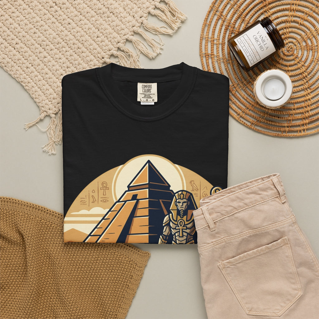 Power Runs Black PRB Guardian Unit T-Shirt — Egyptian Pyramid Sci‑Fi Graphic Tee by Printify