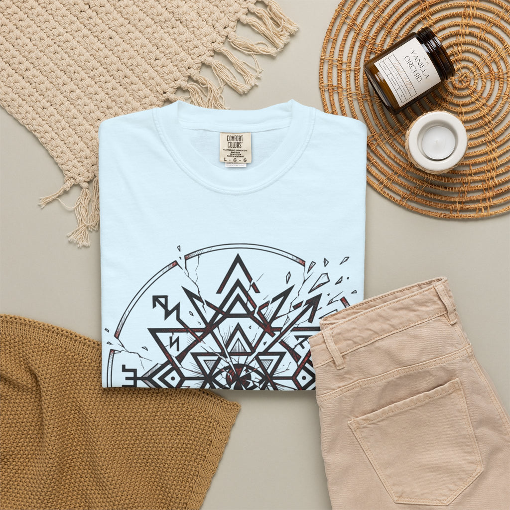 Power Runs Black PRB Eryx Tal Geometric Mandala T-Shirt — Symmetric Star Graphic Tee by Printify