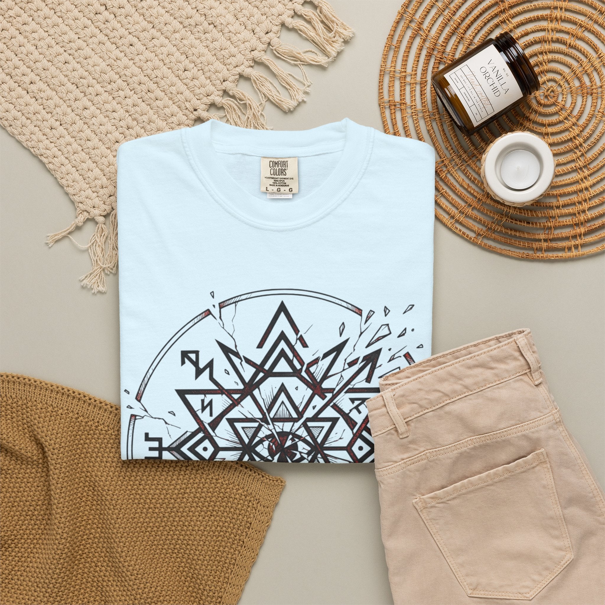Power Runs Black PRB Eryx Tal Geometric Mandala T-Shirt — Symmetric Star Graphic Tee by Printify