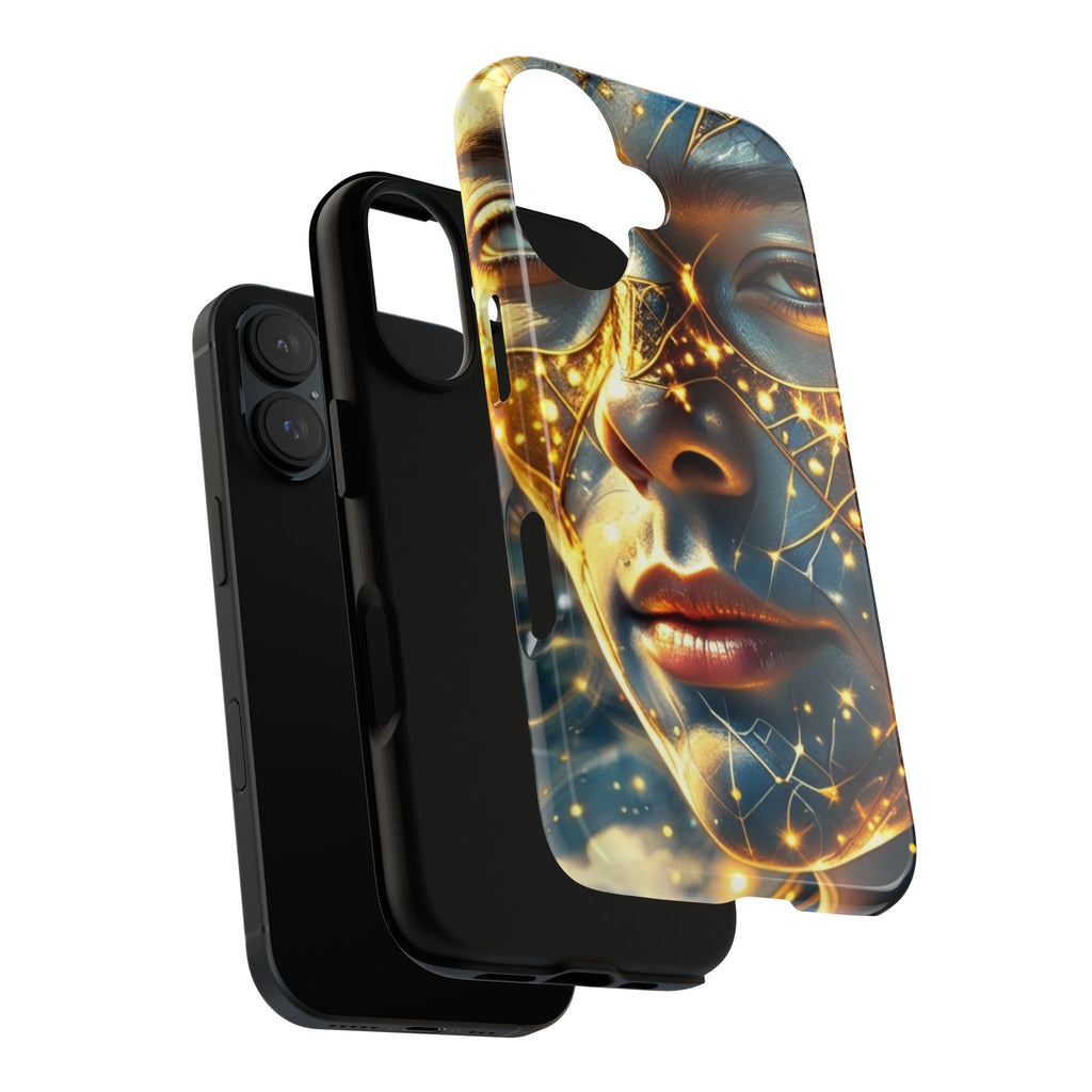 PRB Galactic Portrait Tough Case | Cosmic Face Phone Case, Starry Nebula Design by Power Runs Black