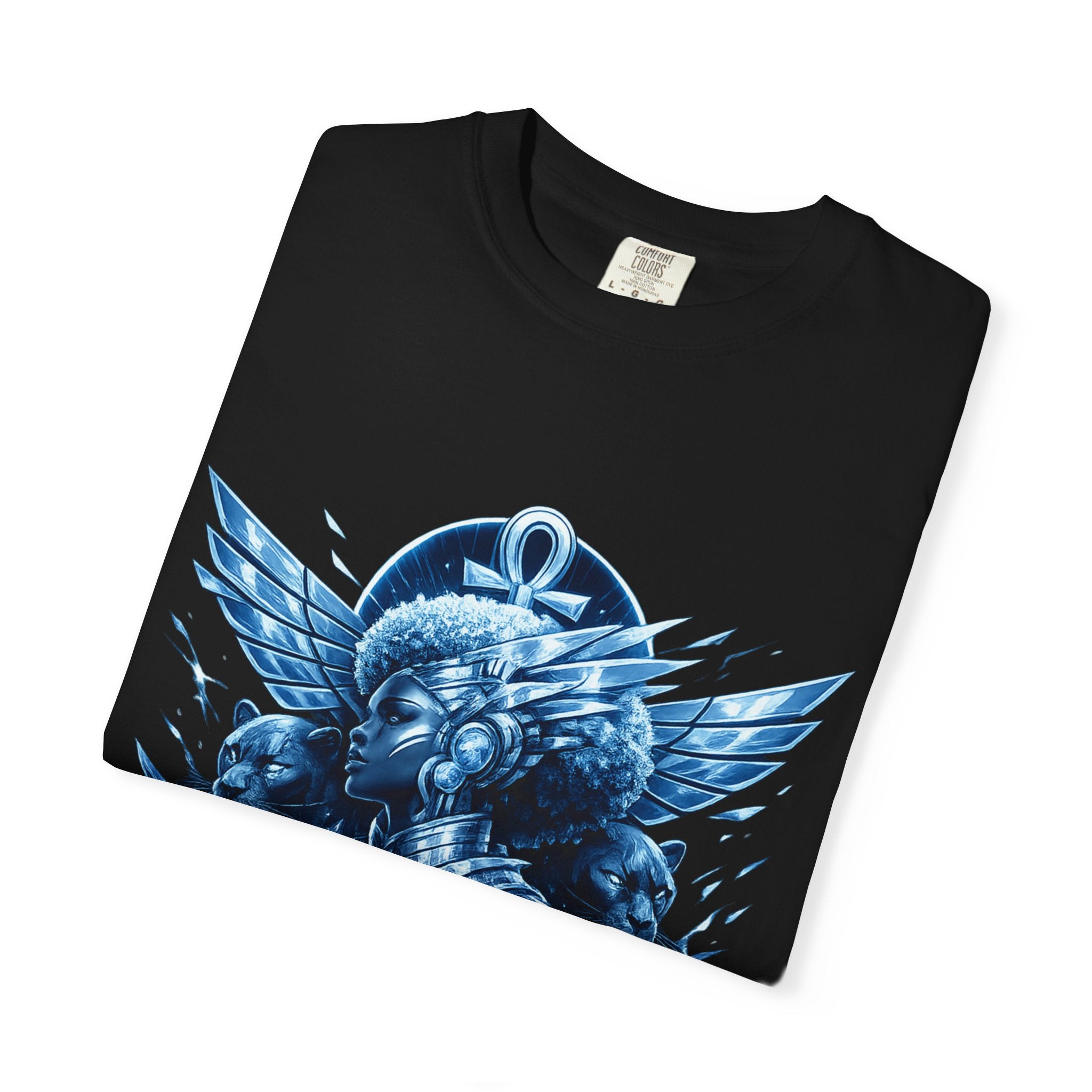 Power of Black Graphic T-Shirt — Egyptian Ankh Warrior Design by Power Runs Black