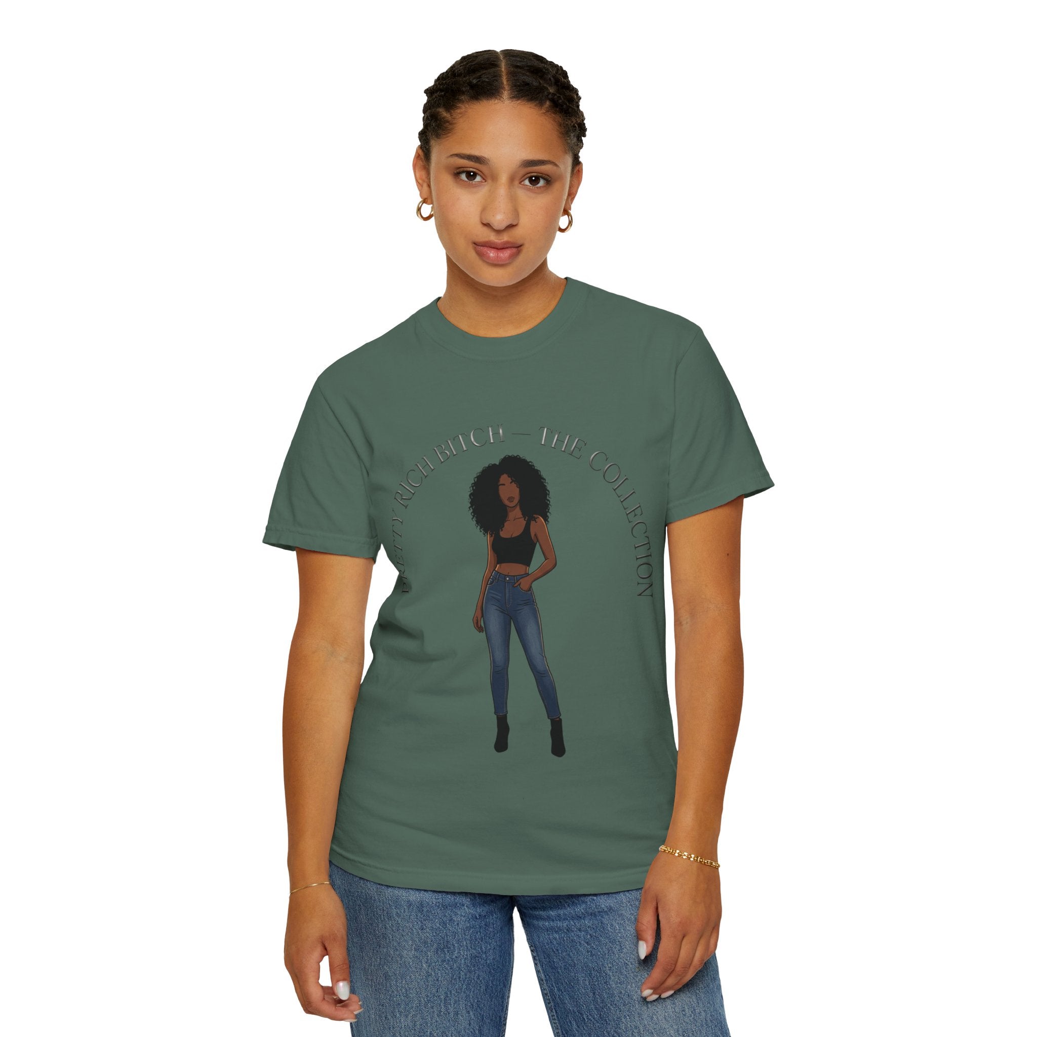 Pretty Rich Bitch The Collection by PRB Graphic Tee (Afro Curly Woman) by Power Runs Black