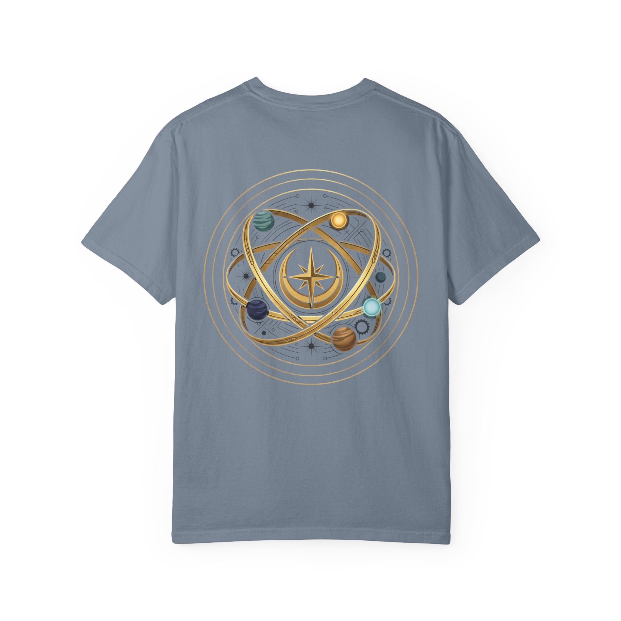 PRB Crown & Cosmos Graphic T-Shirt | Gold Royal Crest & Celestial Back by Printify