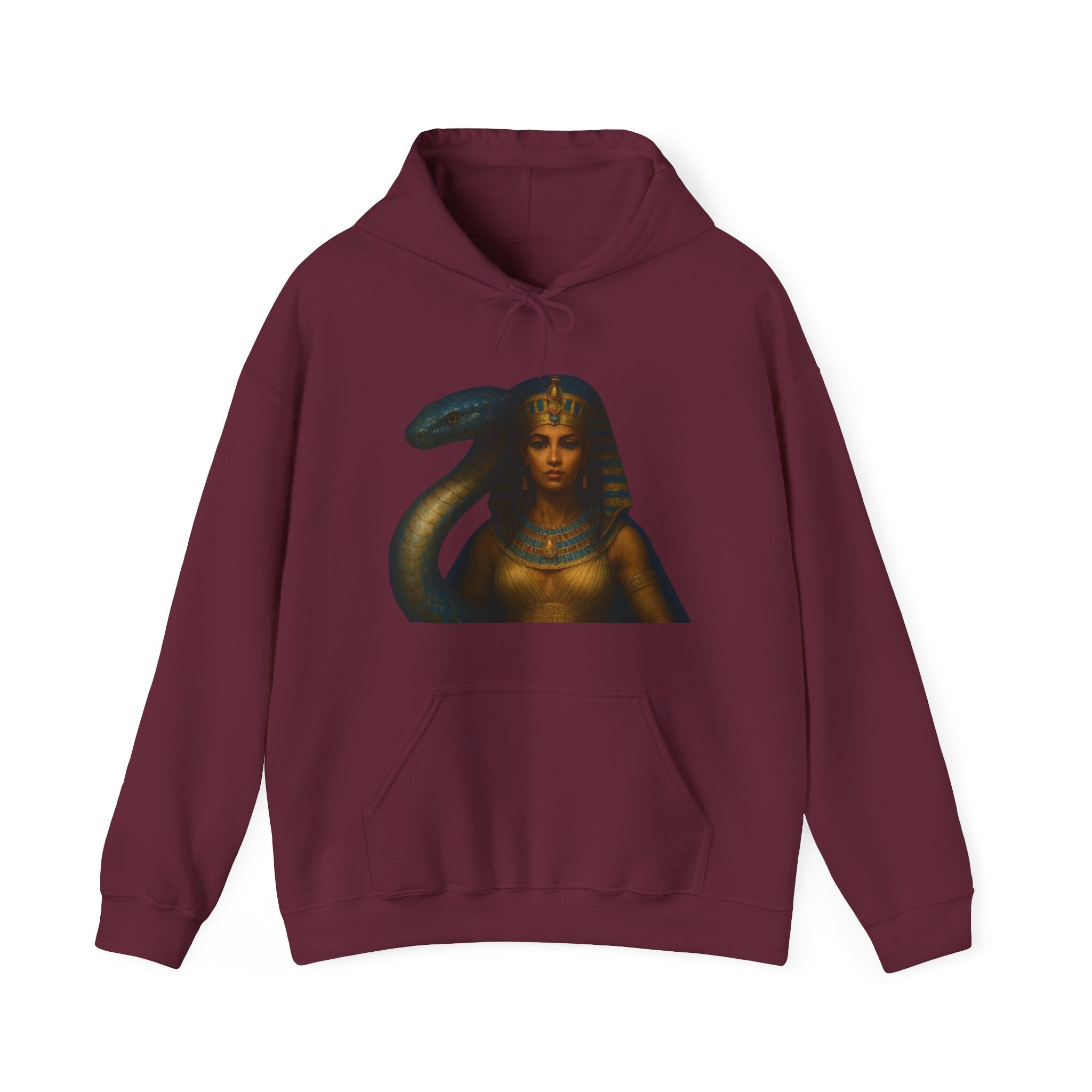 PRB Egyptian Goddess Portrait Hoodie | Serpent Headdress, Ancient Queen Art by Power Runs Black