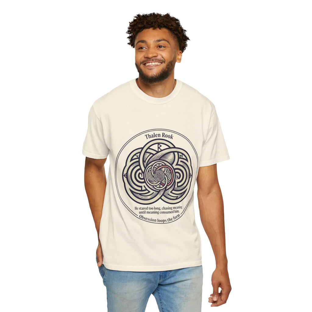Power Runs Black PRB Thalen Rook Celtic Knot Graphic T-Shirt — "He stared too long..." Quote Tee by Printify