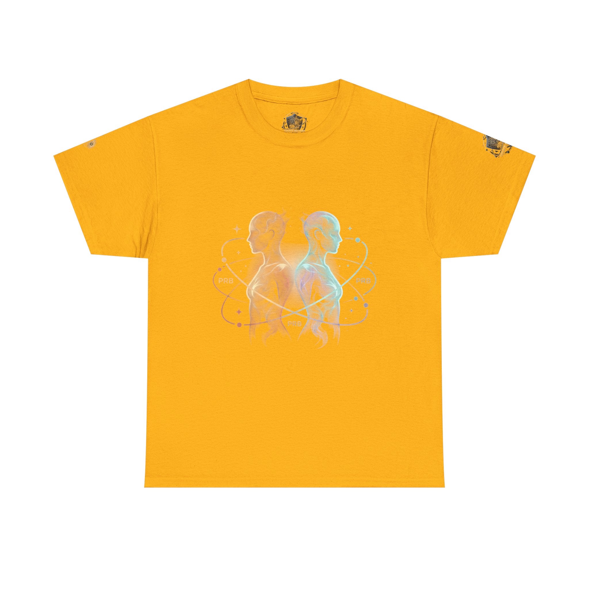 Power Runs Black Gemini Spirit Tee — Twin Sun & Moon Celestial Graphic T-Shirt by Printify