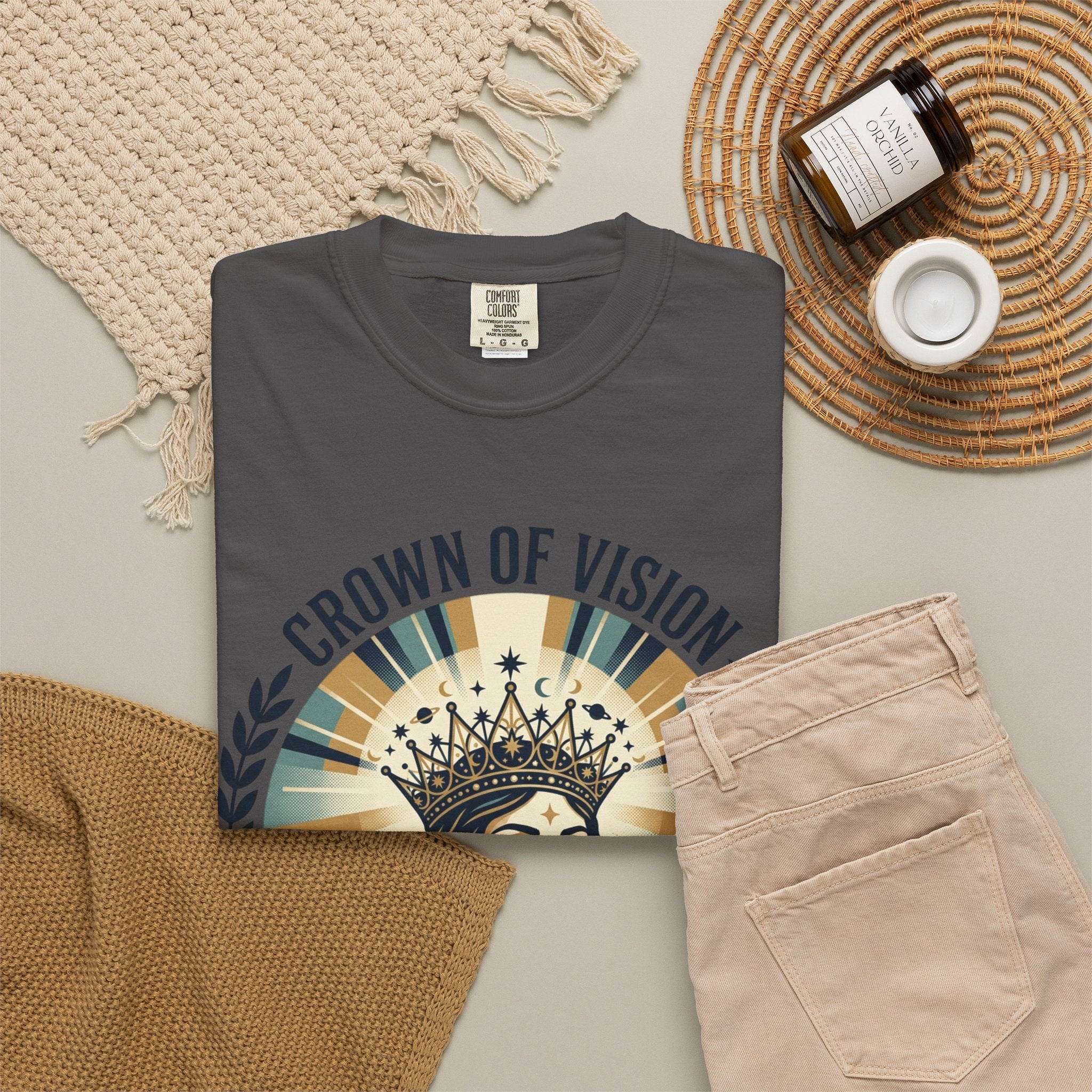 Power Runs Black Crown of Vision T-Shirt — Vintage Inspirational Graphic Tee by Printify