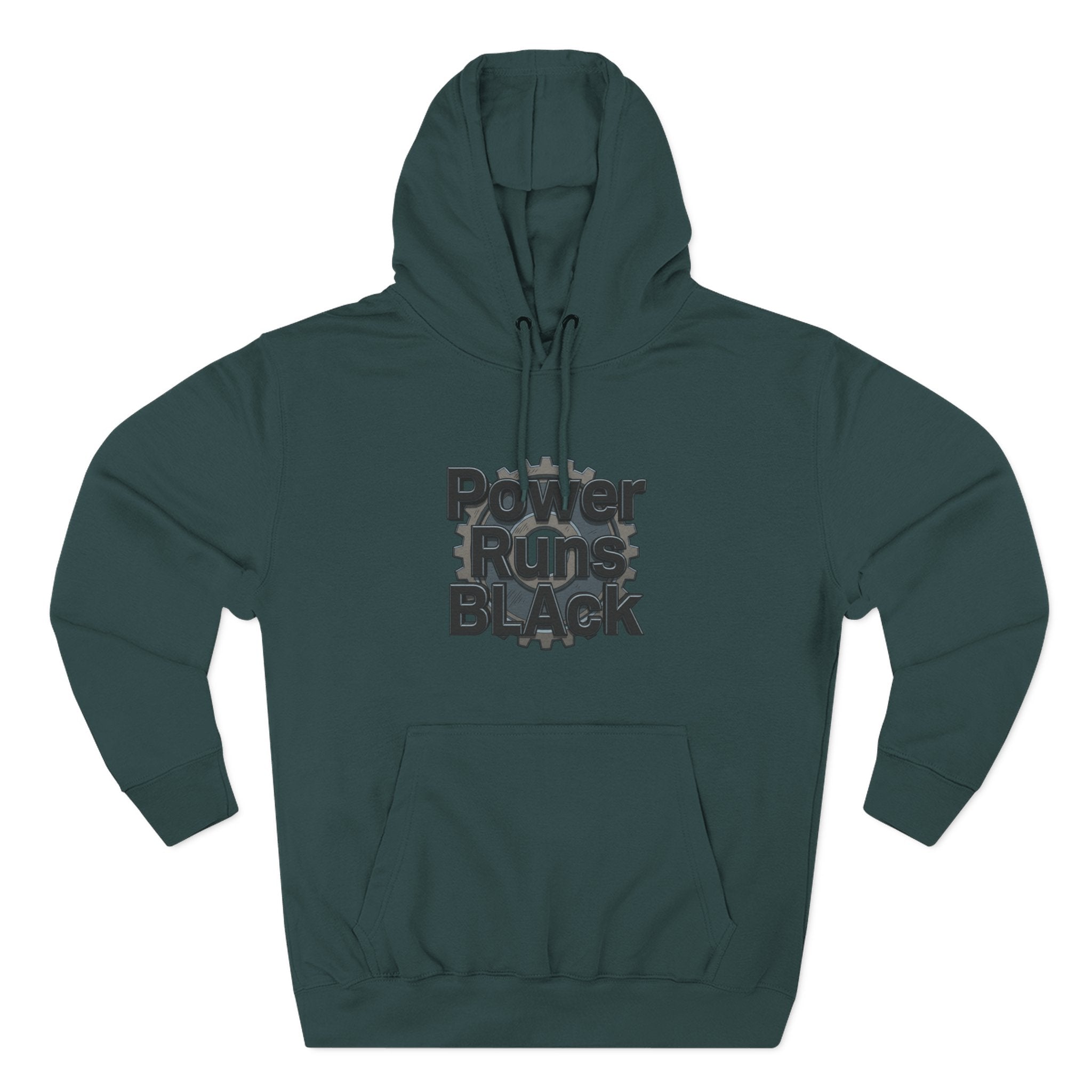 PRB Built of Power Graphic Hoodie — ‘Power Runs Black’ Industrial Mech Design by Power Runs Black