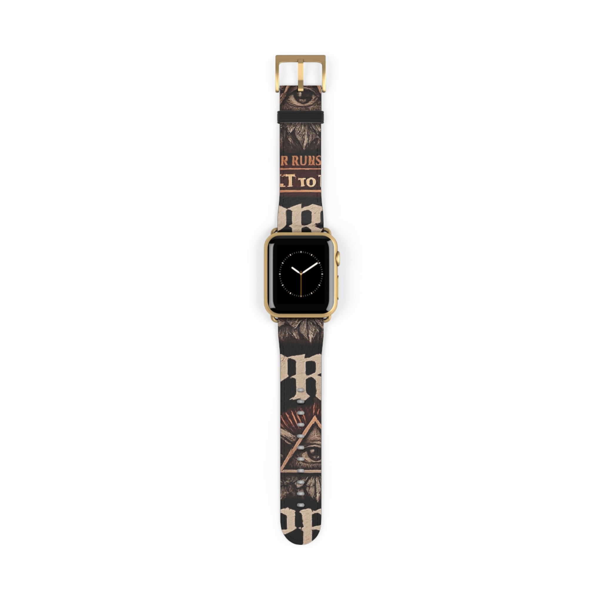 Power Runs Black PRB Blackline Tech Mystic All-Seeing Eye Watch Band — Vintage Occult Graphic Apple Watch Strap by Power Runs Black