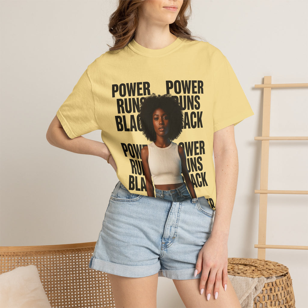 PRB Power Runs Black T-Shirt — Empowerment Portrait Tee by Power Runs Black
