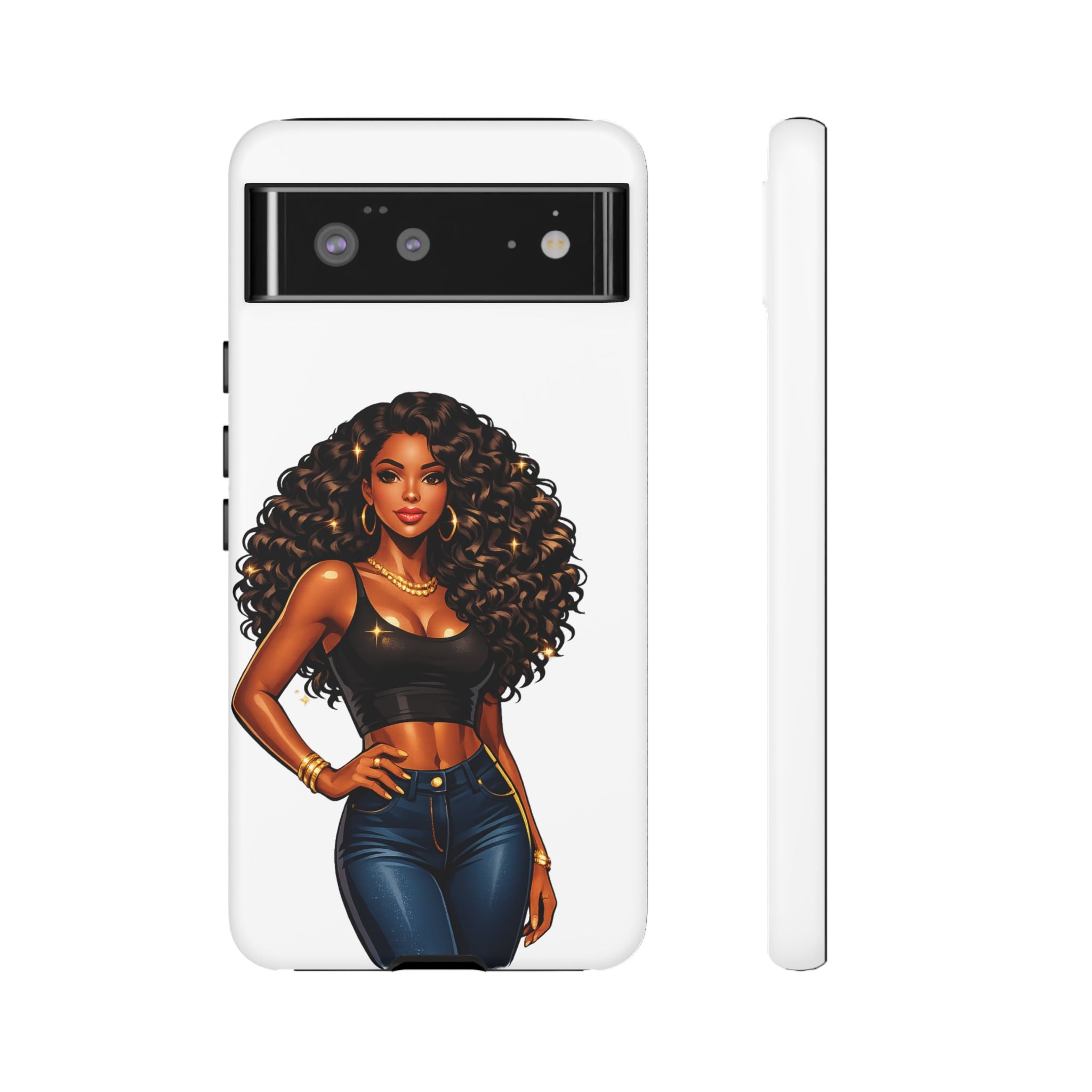 Pretty Rich Bitch by PRB Curly Hair Phone Case by Power Runs Black