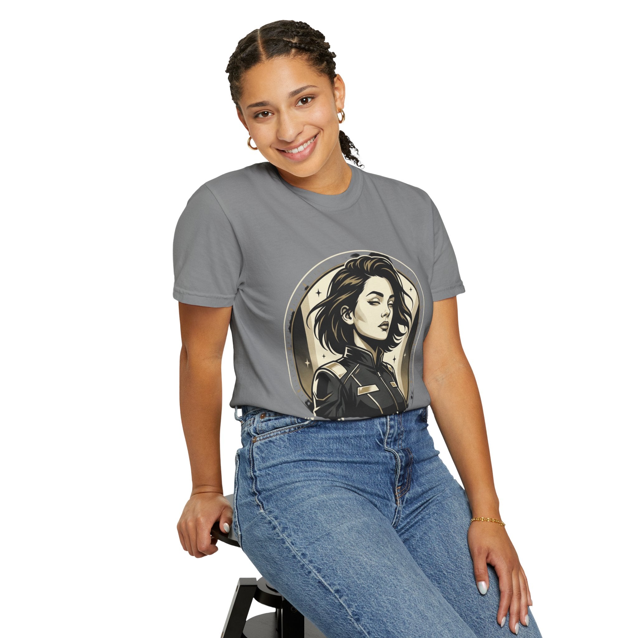 Power Runs Black Retro Space Captain Portrait T-Shirt — 'Fearless Commander' Graphic Tee by Power Runs Black