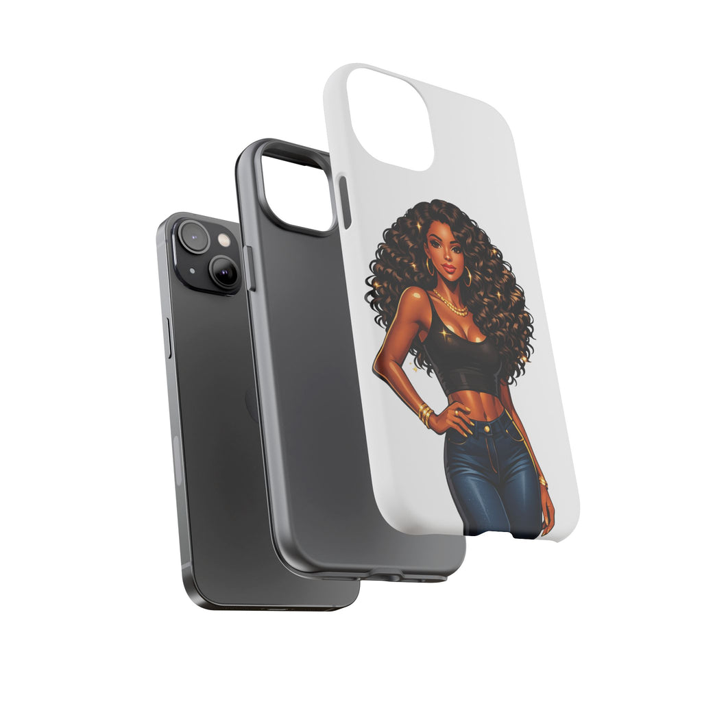 Pretty Rich Bitch by PRB Curly Hair Phone Case by Power Runs Black