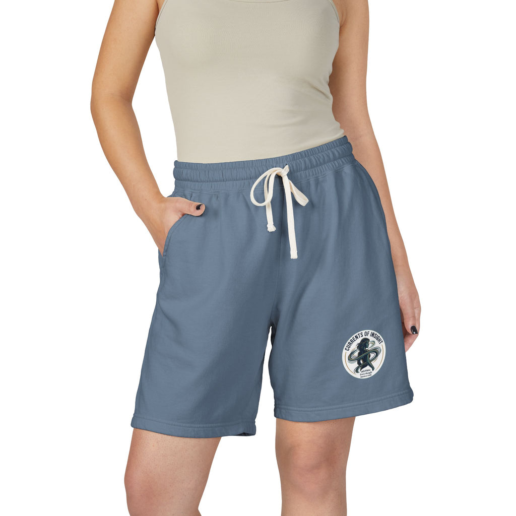 Power Runs Black Lightweight Fleece Sweat Shorts — Vintage Surf Patch by Power Runs Black